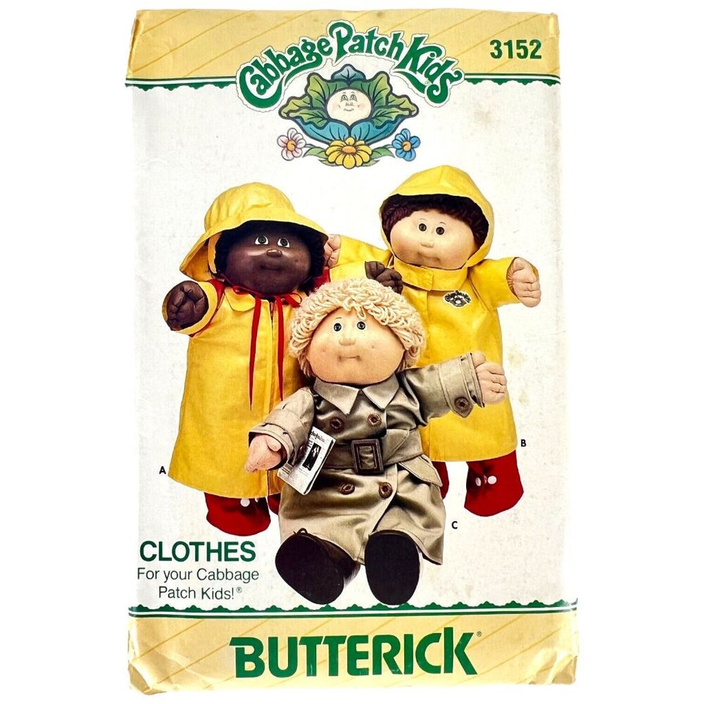 Butterick 3152 Cabbage Patch Kids Clothes Pattern Rain Jacket Hat Coat Boot Gear